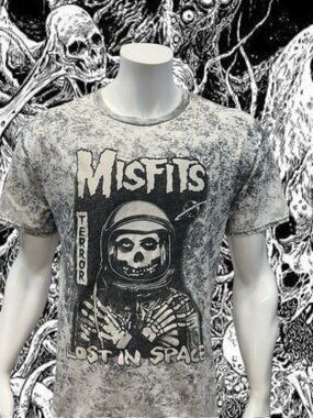 Misfits TERROR Lost In Space White Black Stonewashed Skeleton Astronaut T-Shirt